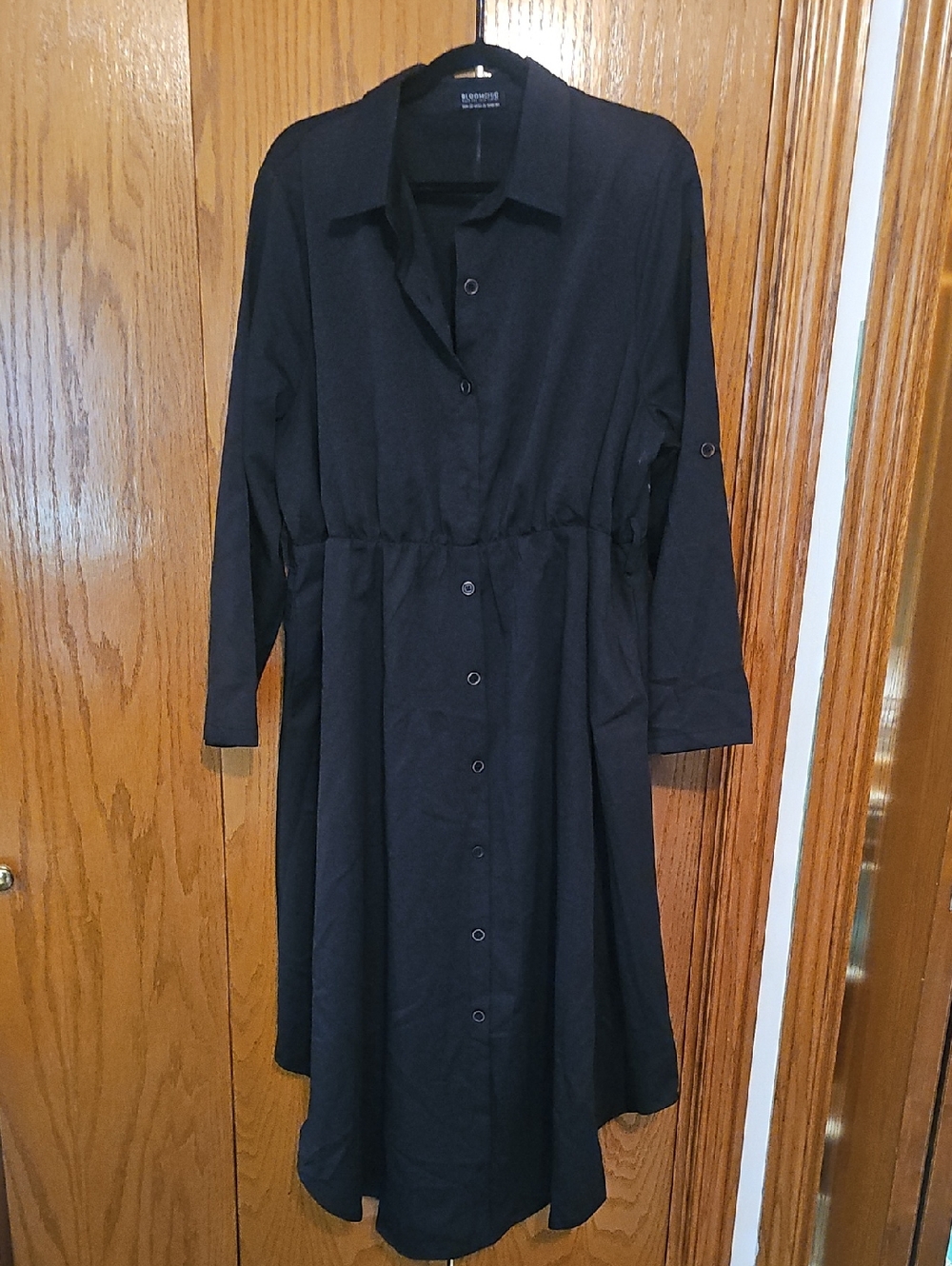 BloomChic Black Long-Sleeve Button-Down Dress